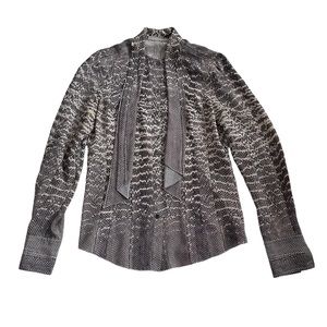 Jason Wu Bow Tie Neck Snakeprint Silk Crepe Blouse Size 4